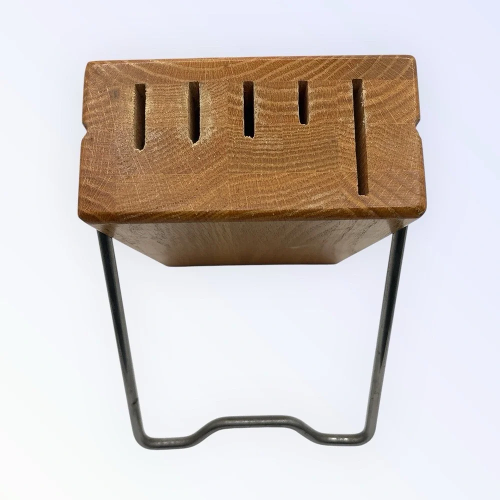 Cutco Cutlery Space Saver 5-Slot Knife Block Wood #1746 Honey Oak Finish USA